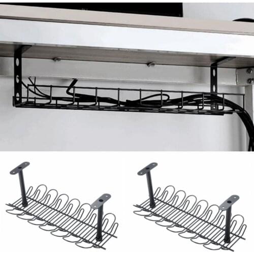 Under Desk Cable Management Tray Metal Wire Cord Power Strip Plug Socket Adapter Organizer Shelf Home Living Room Storage Rack