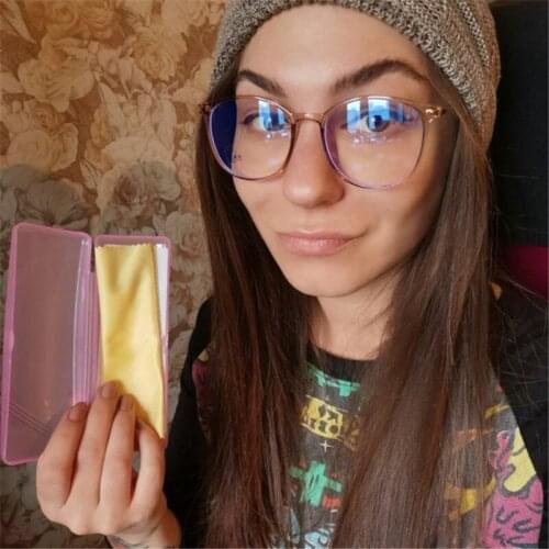 Transparent Computer Glasses Women Men Anti Blue Light Round glasses Frames Fake Eyeglass Gaming Optical Frame with cloth case