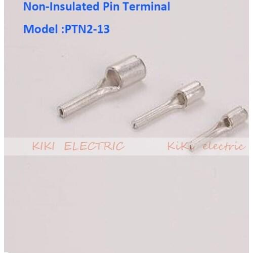 PTN2-13 Non-Insulated Pin Terminal electric wire connectors/ cold terminals for AWG16-14 cable 1000pcs/bag wire connector ends