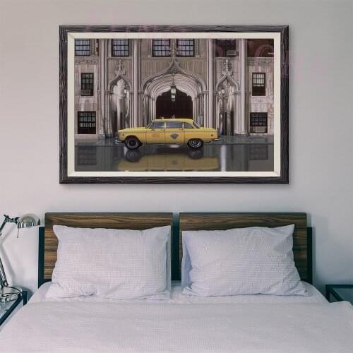 T075 Retro Racing Car Classic Painting yellow car 7 Custom Silk Poster Home Deco Wall Art Christmas Gift