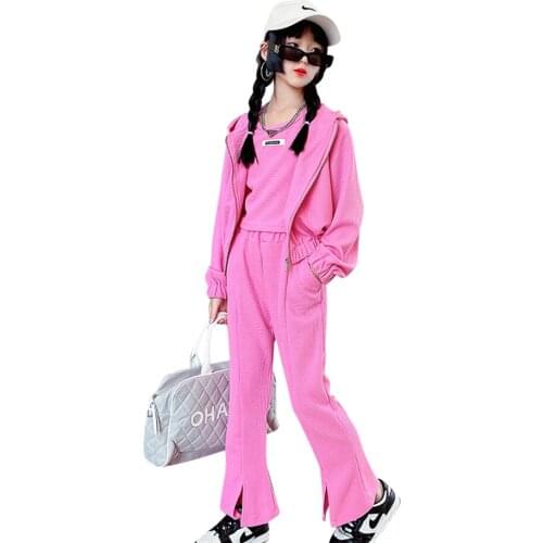 Girls Sport Clothing Jacket + Tshirt + Pants Childrens Clothes For Girls Autumn Outfits For Girls Teen Tracksuit Kids