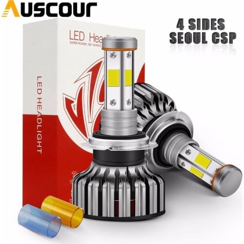 100W LED Car headlight 1200lms COB chips 4sides lightingh white blue yellow all in one h1 h4 h7 h11 hb3 hb4 DIY three