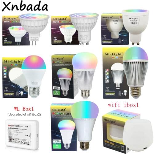 Milight MiBoxer 2.4G Dimmable Led Bulb 4W 5W 6W 9W 12W MR16 GU10 E27 RGBW RGBWW RGB+CCT Led Lamps