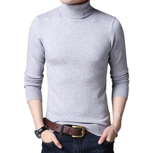 New Sweater Fall Solid Color High Sweaters Red Black Gray Collar Slim Young Joker Fashion Mens Sweaters Solid Turtleneck Men