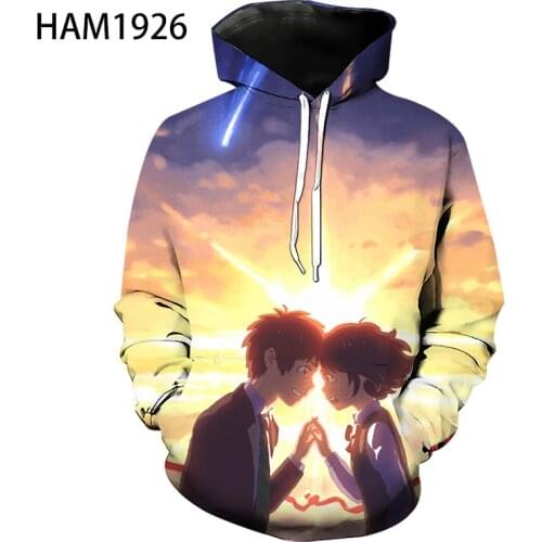 Your Name 3D Cartoon Printing Hoodie Sweatshirt Mens and Womens Top Fashion Street Boys and Girls Hip Hop Hoodie