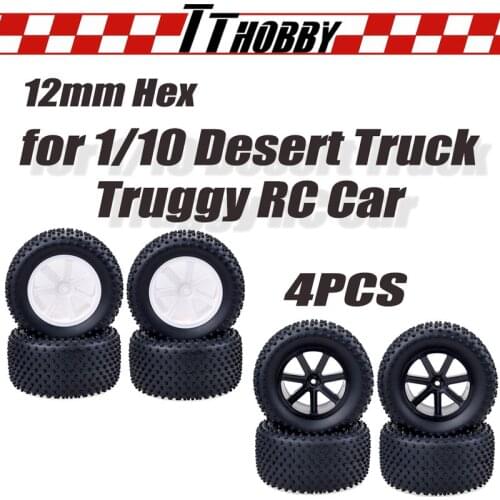 TTHOBBY 1/10 Tires Rc Wheel Tire 12mm Hub Hex Wheels Tires Monster Truck Tires for 1/10 Desert Truck Truggy Short Course RC Car