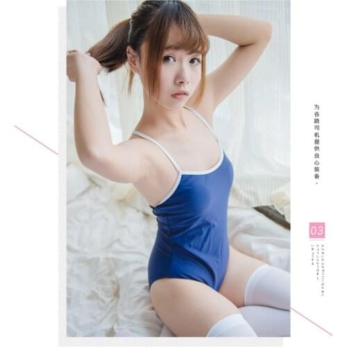 Japanese school swimwear lolita girl women student sexy dark blue skirt Cute anime cosplay beach One-piece swimsuit