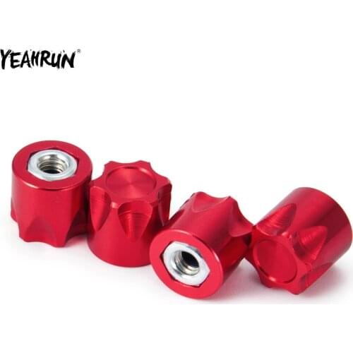YEAHRUN 4Pcs Aluminium RC Car M4 Nut Wheel Rim Center Cap For 1/10 RC Crawler Axial SCX10 90046 Traxxas TRX4 D90 Tamiya