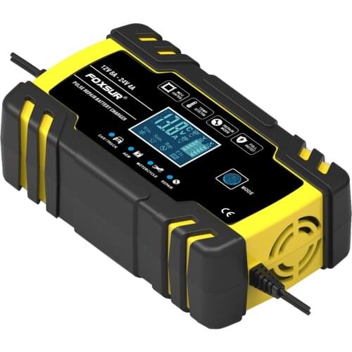 GKFLY Car-Battery-Charger 12V 8A 24V 4A Full Automatic Car Battery Charger Power Pulse Repair Chargers LCD Display