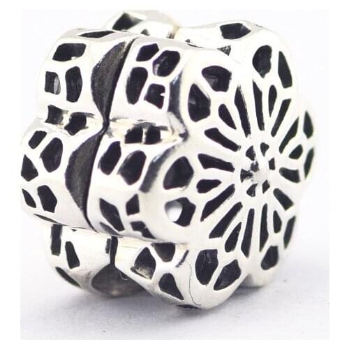 Popular Beads For Jewelry Making Floral Daisy Lace Clip Fits Beaded Chains Bracelets For Woman DIY Sterling Silver Jewelry