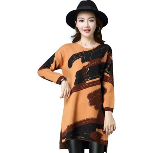 2020 fall best-selling irregular womens blouses long sleeve round neck long wide sweater casual loose straight dress