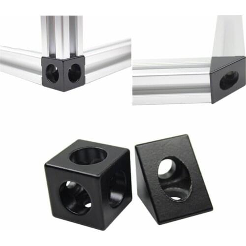1PC Aluminum Block Black V-slot Cube Angle Corner Bracket 90Degree Three Way Connector Universal Adapting Piece 3D Printer Parts