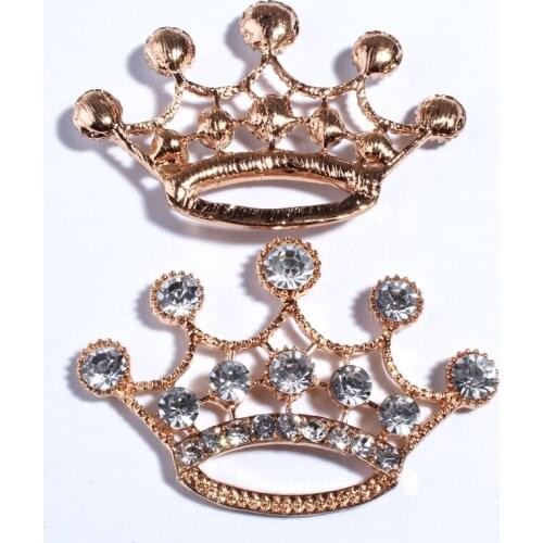 10PCS 39*57MM High Quality Crown Shaped Clear Crystal Buttons For Clothing Rhinestone Buttons For Wedding Decoration