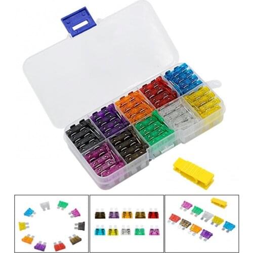 100Pcs/Set Durable Medium Boxed Mini Car Vehicle Auto Blade Type Fuse Assortment Kit Car Accessories Supplies Goods