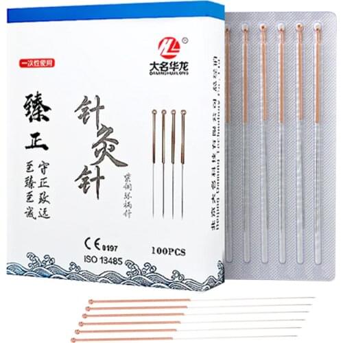 5Box Sterile Acupuncture Needle 500 Disposable Chinese Medicine Non-silver Needle Beauty filiform Needle Anti-slip Copper handle