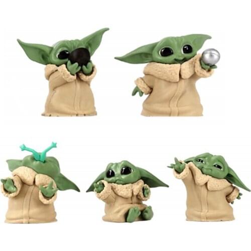 5pcs/set Disney Star Wars Baby Yoda Anime Collection Figure Toys Mandalorian Baby Yoda Model Doll Gift for Children Kids