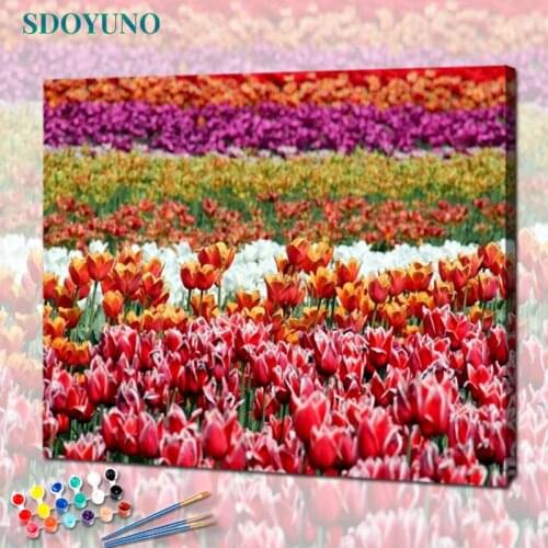 SDOYUNO Acrylic Paint By Numbers Flowers DIY 60x75cm Oil Painting By Numbers Rose Digital Landscape Canvas Painting Home Decor