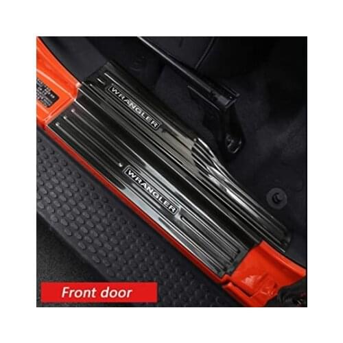 For Jeep Wrangler JL Four Door Accessories 2018-2020 Inner Outer Door Sill Protector Door Sill Guard Cover Trim 8pcs (Black)