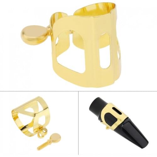 Alto Saxophone Mouthpiece Ligature Gold-plated Brass Ligature Fastener for Rubber Mouthpiece Saxophone Accessories