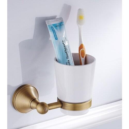 Antique Brass Single Tumbler Holder Cup & Tumbler Holders Toothbrush Holder Bathroom Accessories