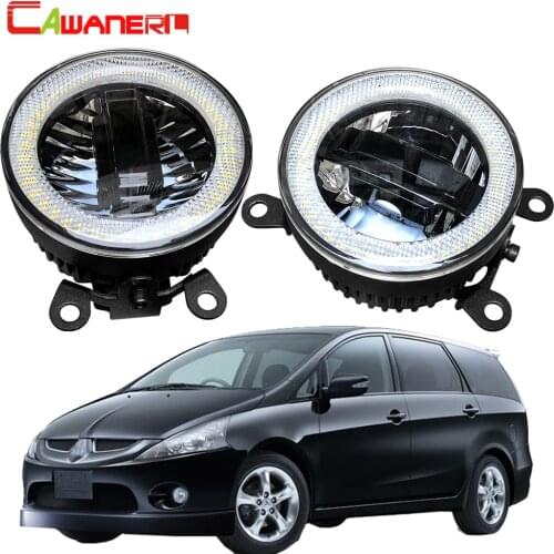 Cawanerl Car 3000LM LED Lamp Fog Light + DRL Daytime Running Light Angel Eye 12V For Mitsubishi Grandis NA_W MPV 2004-2011