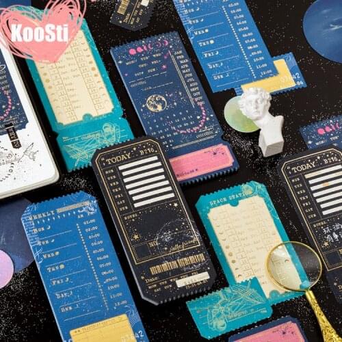 20PCS/SET Memo Pad Note Pad Vintage Paper Notepad Post It Diary Planner DIY Golden Stamping Craft Note Galaxy School Supplies