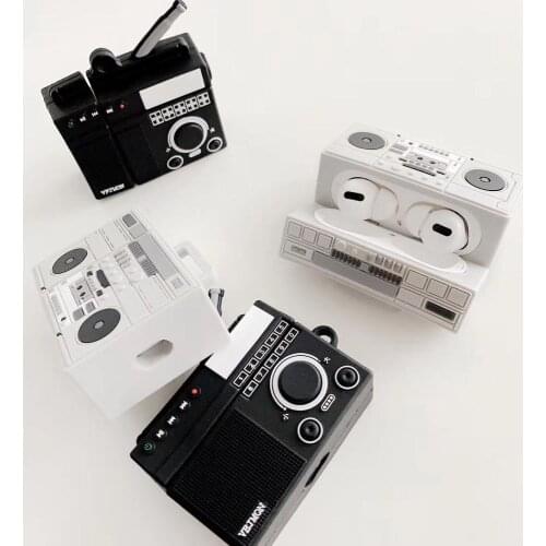 Retro Radio Earphone Shell For Airpods 2 3d Soft Case earphone shell For Airpods pro Earphone shell charging box cover