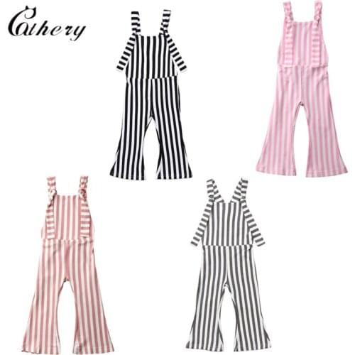Summer Stripes Cute Toddler Kids Baby Girl Brace Pants Overalls Jumpsuit Romper Outfits