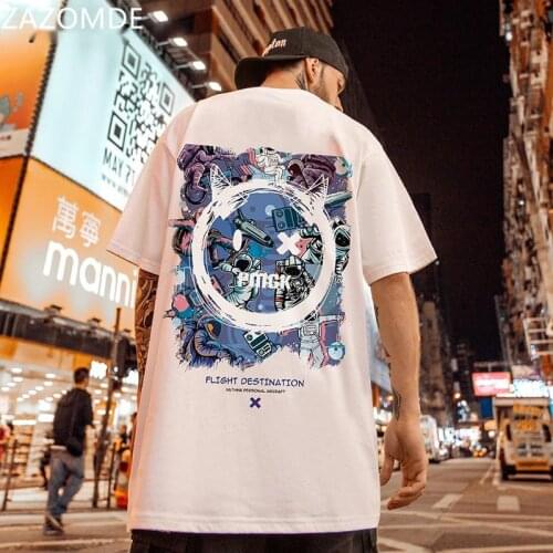 ZAZOMDE T-shirt Men Demon Print Half Sleeve harajuku Hip Hop Oversized Gothic Cool Vintage Top Cotton casual loose Streetwear