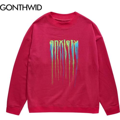 GONTHWID Creative Anxiety Print Pullover Sweatshirts Hoodies Mens Hip Hop Harajuku Casual Loose Hoodie Tops Mens 2020 Outwear