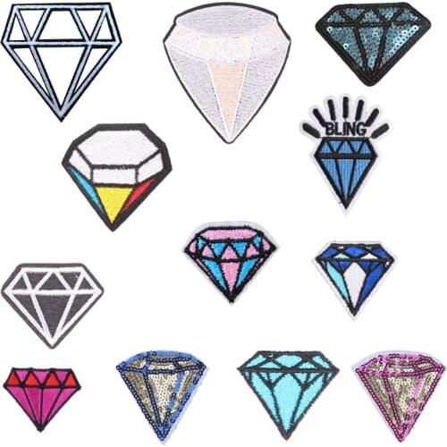 Personality Diamond Patch Sticker Iron on Clothes DIY Heat Transfer Applique Embroidered Application Cloth Fabric Sequin Patches
