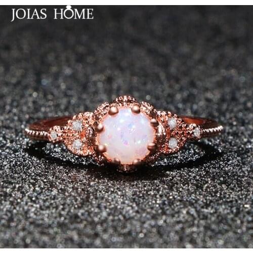 JoiasHome 925 Sterling Silver ring with round Moonstone/Opal Gemstone Wedding Engagement Jewelry Finger ring Wholesale lady Gift