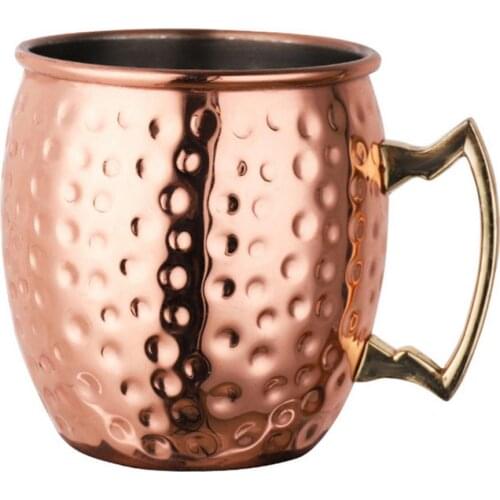 530ml Stainless Steel Hammered Moscow Mule Mug Water Coffee Milk Cup Drinkware Hammered Copper Plated Moscow Mule Mug Beer Cup
