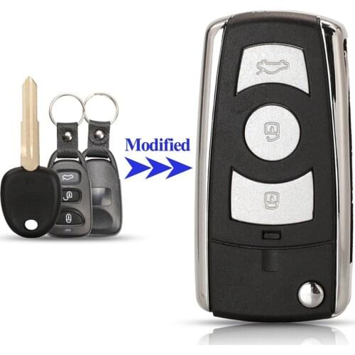 Jingyuqin 10pcs Remote Car Key Case Shell Modified For Hyundai Elantra Sonata Accent Avante Kia Cerato 3 Button No.36 Left Blade