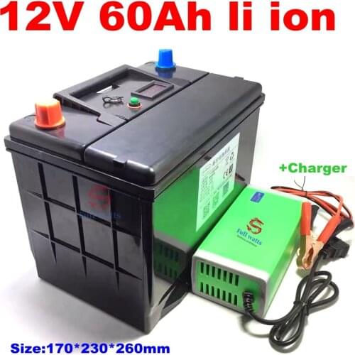 12V 60AH lithiun ion battery 12v li ion rechargeable for 700W inverter photovoltaic storage Monitoring equipment +5A Charger
