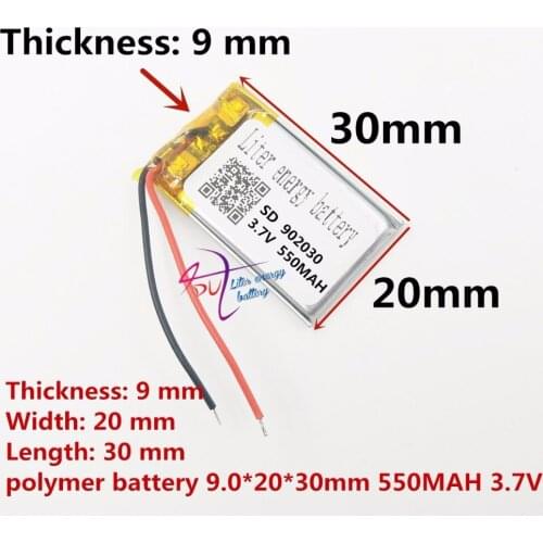 Best battery brand Size 902030 3.7V 550mah Lithium polymer Battery with Protection Board For MP3 MP4 PDA Digital Product Free Sh