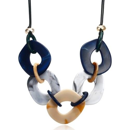 Fashion geometric Tortoiseshell Oval Texture Pendant Drop Necklace Resin Material Jewelry Women Elegant Design colours Necklace