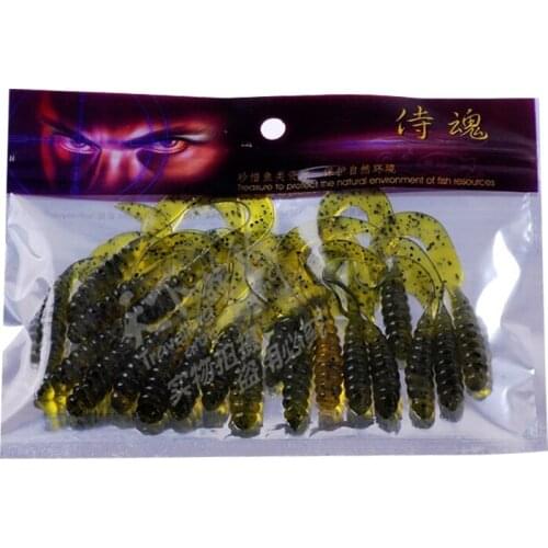 BASSKING 20Pcs 60mm 3g Soft Fishing Lure Grub Isca Artificial Para Pesca Silicone Soft Bait Leurre Peche Worms Fishing Wobbler