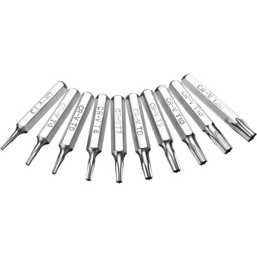 10pcs Torx Screwdriver Bit Set Hex Shank T3 T4 T5 T6 T7 T8 T9 T10 T15 T20 Screw Driver Bits Repair Mobile Phone Repair Tools