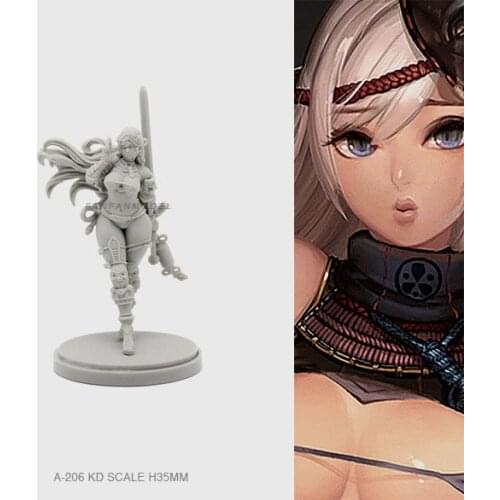 35MM Resin Figure Kits Beautiful swordsman goddess Model Self-assembled A-206