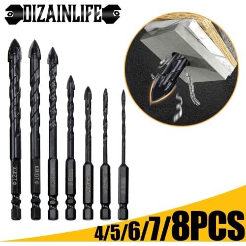 3-12mm Glass Drill Bit Triangle Diamond Drill Set for Ceramic Tile Marble Concrete Alloy Brick Wood Punch Hole Saw Metal Drill