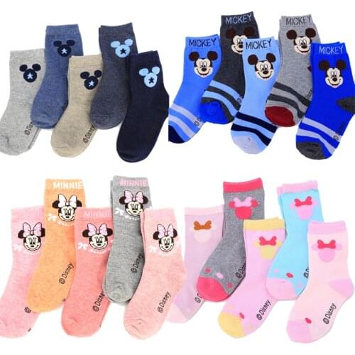 5Pairs 2020 New Boys Girl Princess Socks Mickey Minnie Cute Cartoon Childrens Pure Cotton Breathable Socks
