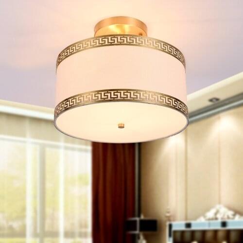 Modern new Chinese style fabric ceiling lamp restaurant bedroom classic creative copper LED ceiling lamp free shipping