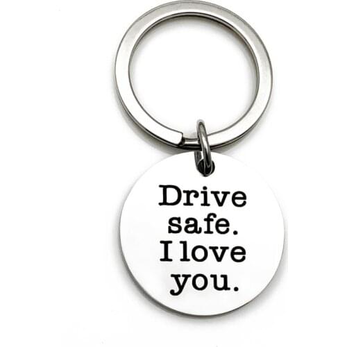Oeinin Charms Key Chain Man Drive Safe I Love You Keychain Bag Lovers Silver Color Keyring Stainless Steel Creativity Llaveros