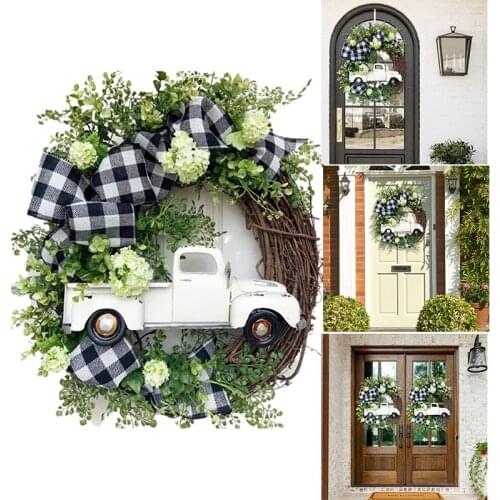 Wholesale Summer Farmhouse Truck Wreath Latest Way to Welcome Summer Front Door Decor Round Door Hanging Sign NOV99