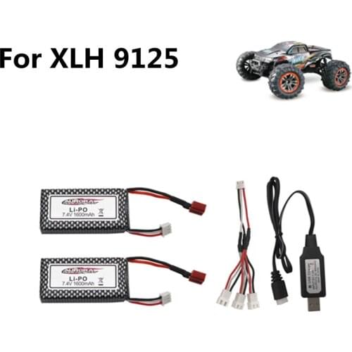 Original 9125 7.4v 1600mah Lipo Battery For XLH 912 Remote Control Rc Car Spare Parts 2s 7.4v Battery Charger Set
