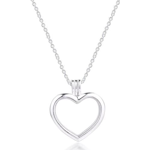Genuine 925 Sterling Silver Chain Necklaces for Women Floating Heart Locket Necklaces Pendants DIY Fits Petites Charm collier