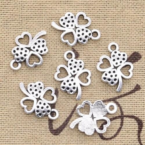 30pcs Charms Lucky Irish Four Leaf Clover 18x13mm Antique Silver Color Pendants DIYMaking Findings Handmade Tibetan Jewelry