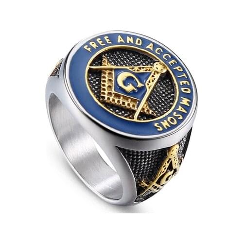 Poya Jewelry Fashion Punk MenS Masonic Epoxy Stainless Steel Ring