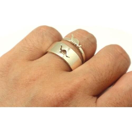 Cute Little Dinosaur Couple Thin Ring Wide Ring Fashion Wild Engagement Jewelry Statement Female Sweetheart Gift Accessories